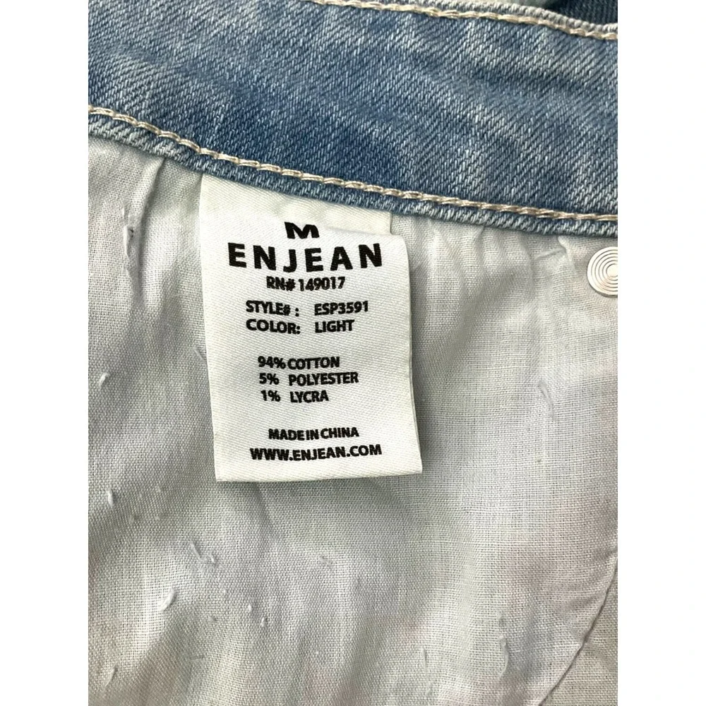 Enjean Womens High‎ Rise Distressed Denim Shorts Light Wash Frayed Hem Size M